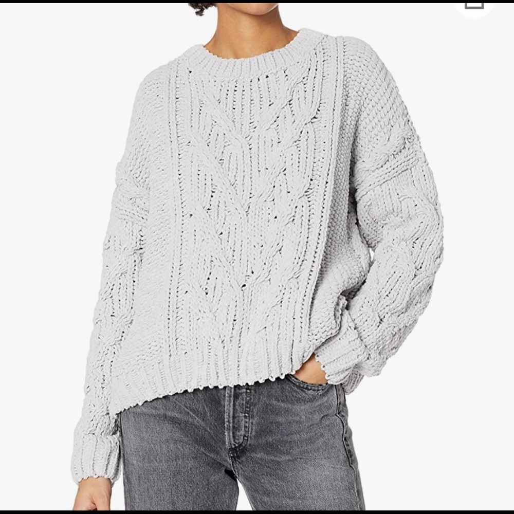 JOA Women's Side Slit Cable Front Sweater